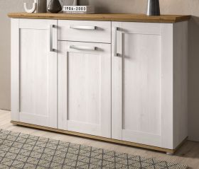 Sideboard Mirano in weiß Lärche und Eiche Artisan Landhaus Kommode 137 cm Sideboard Mirano in weiß Lärche und Eiche Artisan Landhaus Kommode 137 cm