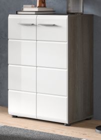 Kommode Rumba in weiß Hochglanz und Rauchsilber grau Sideboard 60 x 85 cm Kommode Rumba in weiß Hochglanz und Rauchsilber grau Sideboard 60 x 85 cm