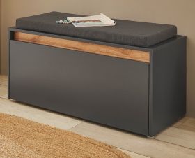 Garderobe Sitzbank Center in grau matt und Wotan Eiche Garderobenbank 100 cm Garderobe Sitzbank Center in grau matt und Wotan Eiche Garderobenbank 100 cm