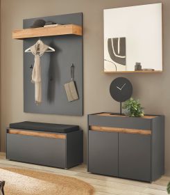 Garderobe Set 5-teilig Center in grau matt und Wotan Eiche Garderobenkombination 190 x 200 cm Garderobe Set 5-teilig Center in grau matt und Wotan Eiche Garderobenkombination 190 x 200 cm