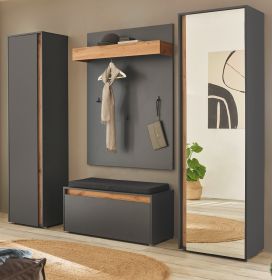 Garderobe Set 5-teilig Center in grau matt und Wotan Eiche Garderobenkombination 230 x 200 cm Garderobe Set 5-teilig Center in grau matt und Wotan Eiche Garderobenkombination 230 x 200 cm