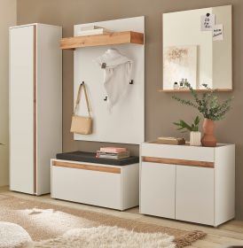 Garderobe Set 6-teilig Center in weiß und Wotan Eiche Garderobenkombination 260 x 200 cm Garderobe Set 6-teilig Center in weiß und Wotan Eiche Garderobenkombination 260 x 200 cm