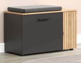 Garderobe Sitzbank Esteban in grau und Evoke Eiche Garderobenbank und Schuhschrank 80 cm Garderobe Sitzbank Esteban in grau und Evoke Eiche Garderobenbank und Schuhschrank 80 cm