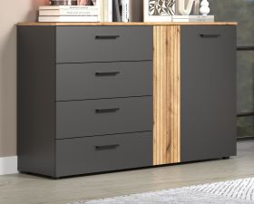 Kommode Esteban in grau und Evoke Eiche Sideboard 139 cm Kommode Esteban in grau und Evoke Eiche Sideboard 139 cm