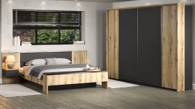 Schlafzimmer komplett Set Esteban in grau und Evoke Eiche Doppelbett 180 x 200 cm und Kleiderschrank Schlafzimmer komplett Set Esteban in grau und Evoke Eiche Doppelbett 180 x 200 cm und Kleiderschrank