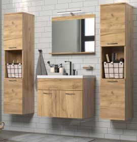 Badm�bel Set Haven in Eiche Gold Badkombination h�ngend MIT Waschbecken 150 x 190 cm