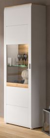 Vitrine Darell in grau und Riviera Eiche Vitrinenschrank 61 x 202 cm, Soft-Close Vitrine Darell in grau und Riviera Eiche Vitrinenschrank 61 x 202 cm, Soft-Close