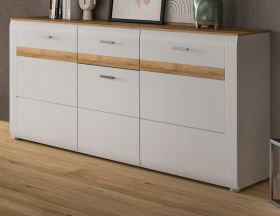 Sideboard Darell in grau und Riviera Eiche Kommode 150 cm, Soft-Close Sideboard Darell in grau und Riviera Eiche Kommode 150 cm, Soft-Close