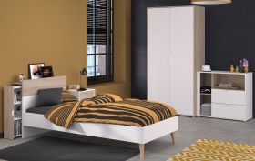 Parisot Kinder- und Jugendzimmer Set 5-teilig Aalborg2 in wei und Eiche japanisch