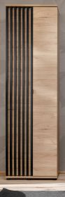 Garderobenschrank Collin in Jackson Eiche und schwarz Schuhschrank mit 3-D Lamellen 60 cm Garderobenschrank Collin in Jackson Eiche und schwarz Schuhschrank mit 3-D Lamellen 60 cm