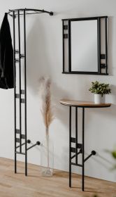 Garderobe Set 3-teilig Kilby in schwarz Metall Garderobenkombination 130 cm Garderobe Set 3-teilig Kilby in schwarz Metall Garderobenkombination 130 cm