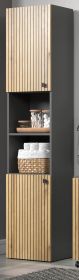 Badezimmer Hochschrank Bliss in Evoke Eiche und grau Badschrank 40 x 186 cm Badezimmer Hochschrank Bliss in Evoke Eiche und grau Badschrank 40 x 186 cm