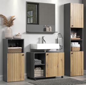 Badmöbel Set Bliss in Evoke Eiche und grau Badkombination 4-teilig 180 x 186 cm Badmöbel Set Bliss in Evoke Eiche und grau Badkombination 4-teilig 180 x 186 cm