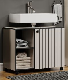 Waschbeckenunterschrank Bliss in Cashmere grau Badschrank auf Rollen 80 cm