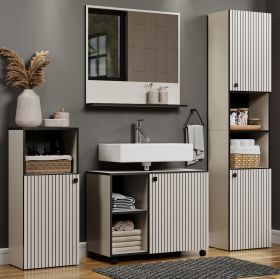Badmöbel Set Bliss in Cashmere grau Badkombination 4-teilig 180 x 186 cm Badmöbel Set Bliss in Cashmere grau Badkombination 4-teilig 180 x 186 cm