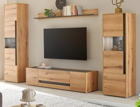 Wohnwand Center in Evoke Eiche und grau Wohnkombination Set 4-teilig 310 cm