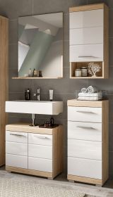 Badmöbel Set 4-teilig Mambo in weiß Hochglanz und Sonoma Eiche Badkombination 112 x 191 cm Badmöbel Set 4-teilig Mambo in weiß Hochglanz und Sonoma Eiche Badkombination 112 x 191 cm
