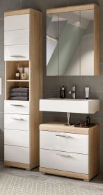 Badmöbel Set 3-teilig Mambo in weiß Hochglanz und Sonoma Eiche Badkombination 112 x 191 cm Badmöbel Set 3-teilig Mambo in weiß Hochglanz und Sonoma Eiche Badkombination 112 x 191 cm