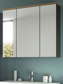 Badezimmer Spiegelschrank Cooper in Artisan Eiche und grau Badschrank 3-türig 80 cm, Soft-Close Badezimmer Spiegelschrank Cooper in Artisan Eiche und grau Badschrank 3-türig 80 cm, Soft-Close