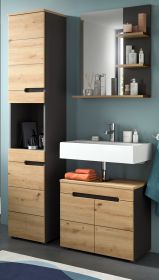 Badmöbel Set 3-teilig Cooper in Artisan Eiche und grau Badkombination 116 x 193 cm, Soft-Close Badmöbel Set 3-teilig Cooper in Artisan Eiche und grau Badkombination 116 x 193 cm, Soft-Close