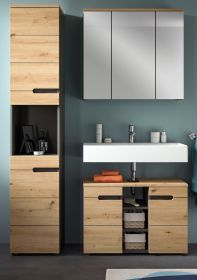 Badmöbel Set 3-teilig Cooper in Artisan Eiche und grau Badkombination 133 x 193 cm, Soft-Close Badmöbel Set 3-teilig Cooper in Artisan Eiche und grau Badkombination 133 x 193 cm, Soft-Close