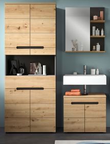 Badmöbel Set 3-teilig Cooper in Artisan Eiche und grau Badkombination 154 x 193 cm, Soft-Close Badmöbel Set 3-teilig Cooper in Artisan Eiche und grau Badkombination 154 x 193 cm, Soft-Close