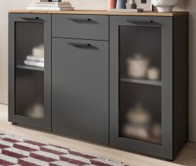 Sideboard Vitus in grau und Artisan Eiche Kommode 120 x 84 cm, Soft-Close
