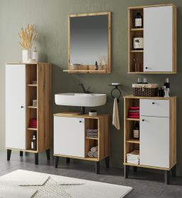 Badmöbel Set 5-teilig Torsby in weiß und Evoke Eiche Badkombination 182 x 190 cm Badmöbel Set 5-teilig Torsby in weiß und Evoke Eiche Badkombination 182 x 190 cm
