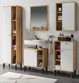 Badmöbel Set 5-teilig Torsby in weiß und Evoke Eiche Badkombination 182 x 190 cm Badmöbel Set 5-teilig Torsby in weiß und Evoke Eiche Badkombination 182 x 190 cm