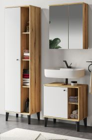 Badmbel Set 3-teilig Torsby in wei und Evoke Eiche Badkombination 121 x 190 cm