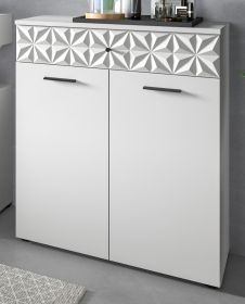 Badezimmer Kommode Relief in weiß Hochglanz mit 3-D Struktur Badschrank 70 x 85 cm Badezimmer Kommode Relief in weiß Hochglanz mit 3-D Struktur Badschrank 70 x 85 cm