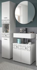 Badmöbel Set 3-teilig Relief in weiß Hochglanz mit 3-D Struktur Badkombination 120 cm Badmöbel Set 3-teilig Relief in weiß Hochglanz mit 3-D Struktur Badkombination 120 cm