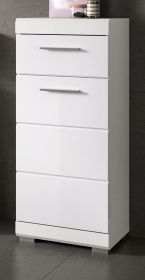 Badezimmer Kommode Shawn in weiß Hochglanz Badschrank 37 x 88 cm Badezimmer Kommode Shawn in weiß Hochglanz Badschrank 37 x 88 cm