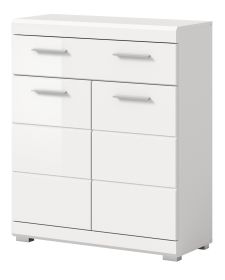 Badezimmer Kommode Shawn in weiß Hochglanz Badschrank 74 x 88 cm Badezimmer Kommode Shawn in weiß Hochglanz Badschrank 74 x 88 cm