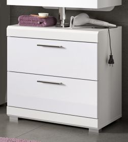 Waschbeckenunterschrank Shawn in wei Hochglanz Badezimmer Unterschrank mit Schubladen 60 cm
