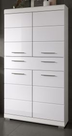 Badezimmer Midischrank Shawn in weiß Hochglanz Badschrank 74 x 141 cm Badezimmer Midischrank Shawn in weiß Hochglanz Badschrank 74 x 141 cm