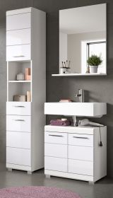 Badmöbel Set 3-teilig Shawn in weiß Hochglanz Badkombination 112 x 191 cm Badmöbel Set 3-teilig Shawn in weiß Hochglanz Badkombination 112 x 191 cm