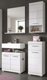 Badmöbel Set 4-teilig Shawn in weiß Hochglanz Badkombination 112 x 191 cm Badmöbel Set 4-teilig Shawn in weiß Hochglanz Badkombination 112 x 191 cm