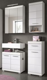 Badmöbel Set 4-teilig Shawn in weiß Hochglanz Badkombination 112 x 191 cm Badmöbel Set 4-teilig Shawn in weiß Hochglanz Badkombination 112 x 191 cm