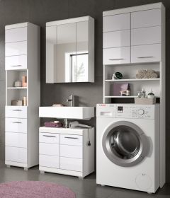 Badmöbel Set 4-teilig Shawn in weiß Hochglanz Badkombination 190 x 191 cm Badmöbel Set 4-teilig Shawn in weiß Hochglanz Badkombination 190 x 191 cm