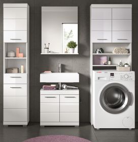 Badmöbel Set 4-teilig Shawn in weiß Hochglanz Badkombination 190 x 191 cm Badmöbel Set 4-teilig Shawn in weiß Hochglanz Badkombination 190 x 191 cm