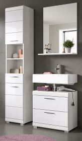 Badmöbel Set 3-teilig Shawn in weiß Hochglanz Badkombination 112 x 191 cm Badmöbel Set 3-teilig Shawn in weiß Hochglanz Badkombination 112 x 191 cm