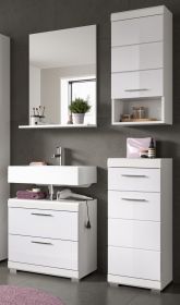 Badmöbel Set 4-teilig Shawn in weiß Hochglanz Badkombination 112 x 191 cm Badmöbel Set 4-teilig Shawn in weiß Hochglanz Badkombination 112 x 191 cm