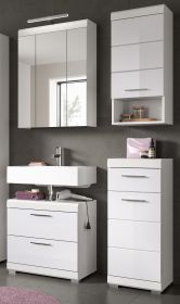 Badmöbel Set 4-teilig Shawn in weiß Hochglanz Badkombination 112 x 191 cm Badmöbel Set 4-teilig Shawn in weiß Hochglanz Badkombination 112 x 191 cm