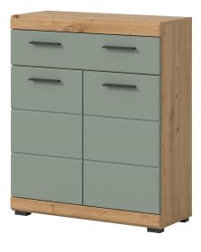 Badezimmer Kommode Shawn in Salbei und Artisan Eiche Badschrank 74 x 88 cm Badezimmer Kommode Shawn in Salbei und Artisan Eiche Badschrank 74 x 88 cm