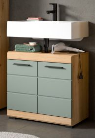 Waschbeckenunterschrank Shawn in Salbei und Artisan Eiche Badezimmer Unterschrank 60 cm Waschbeckenunterschrank Shawn in Salbei und Artisan Eiche Badezimmer Unterschrank 60 cm