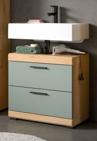 Waschbeckenunterschrank Shawn in Salbei und Artisan Eiche Badezimmer Unterschrank 60 cm Waschbeckenunterschrank Shawn in Salbei und Artisan Eiche Badezimmer Unterschrank 60 cm