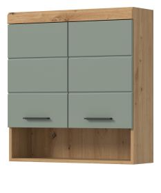 Badezimmer Hängeschrank Shawn in Salbei und Artisan Eiche Badschrank hängend 74 x 79 cm Badezimmer Hängeschrank Shawn in Salbei und Artisan Eiche Badschrank hängend 74 x 79 cm