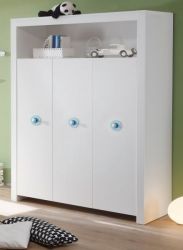 Babyzimmer: Kleiderschrank Olivia weiß, 3-türig (130 x 186 cm) Jungen Babyzimmer: Kleiderschrank Olivia weiß, 3-türig (130 x 186 cm) Jungen