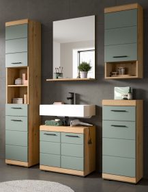 Badmöbel Set 5-teilig Shawn in Salbei und Artisan Eiche Badkombination 164 x 191 cm Badmöbel Set 5-teilig Shawn in Salbei und Artisan Eiche Badkombination 164 x 191 cm